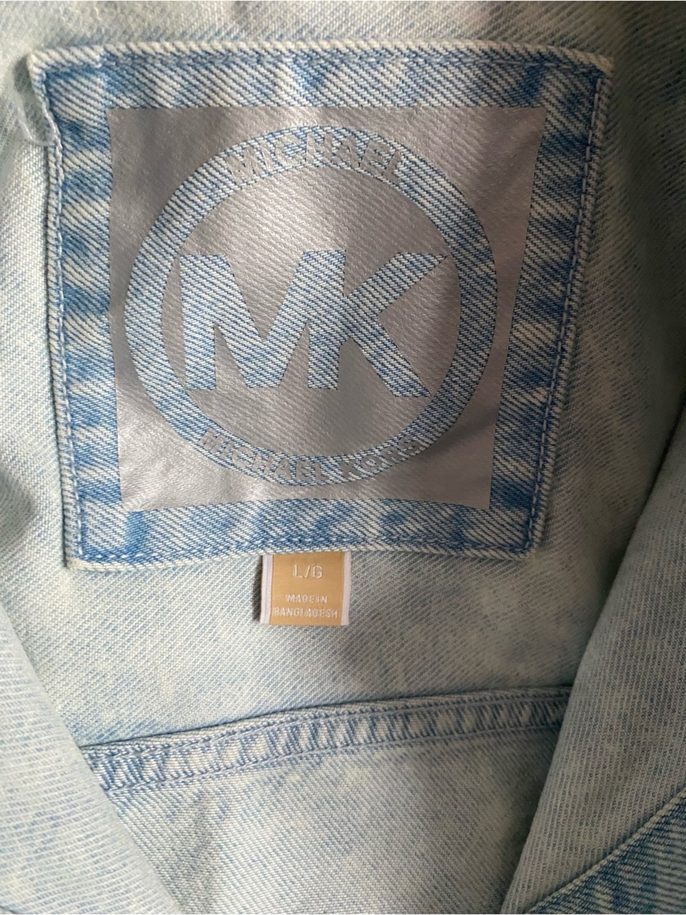 Michael Kors Light Wash Denim Jacket - Light Blue womens Large NWT - Picture 3 of 4